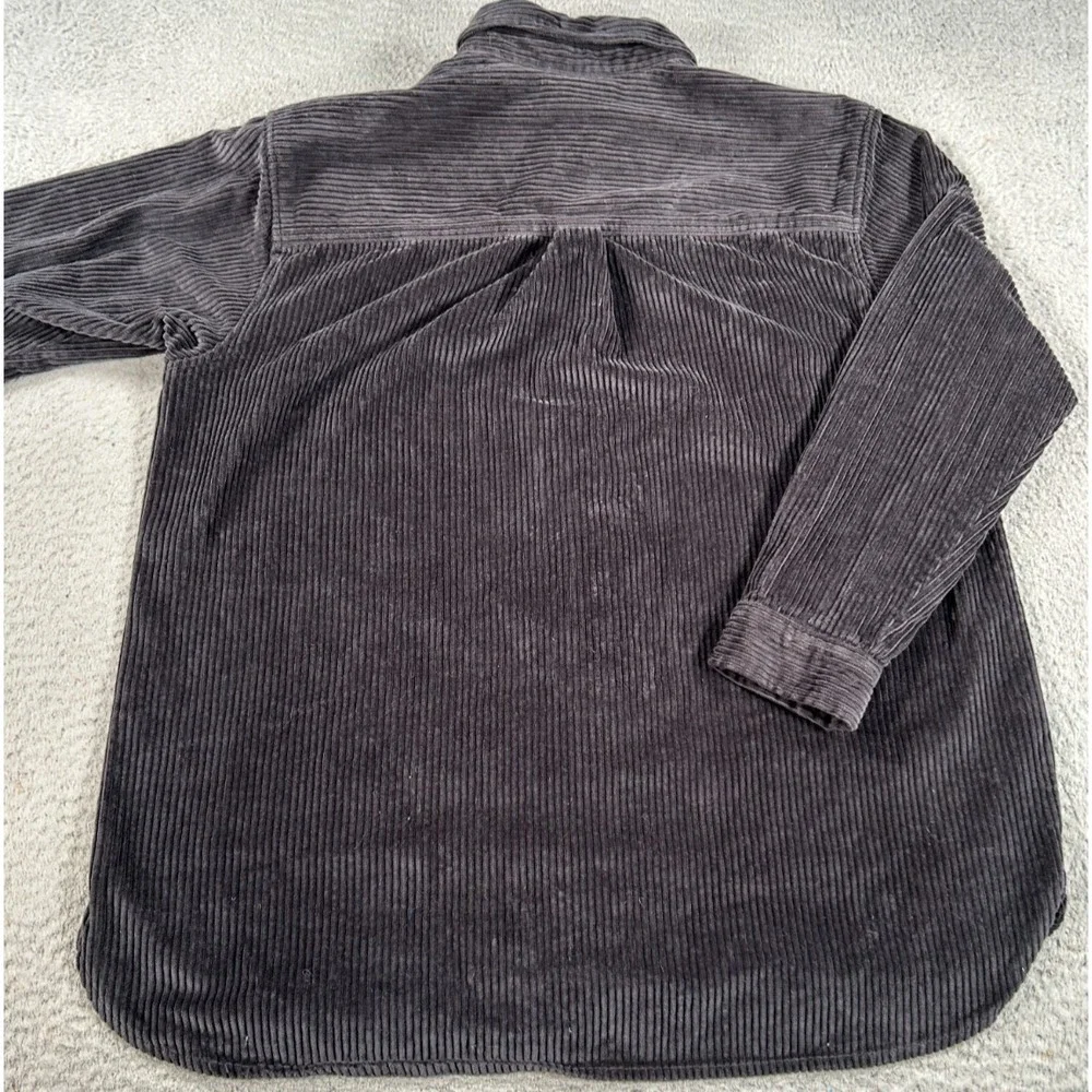 Eddie Bauer Shirt Jacket Women Medium Black Corduroy Button Up Oversized Shacket